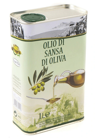 Масло оливковое 1000мл Olio di Sansa Di Oliva железная банка Ложка Помас/12