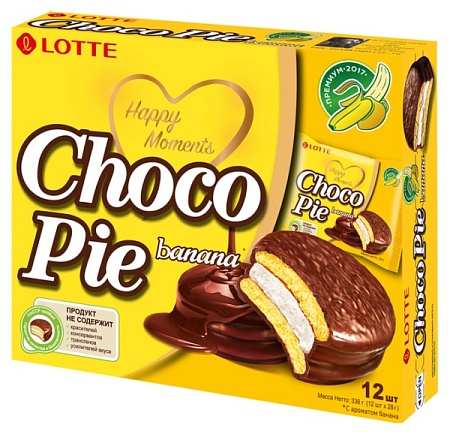 Пироженое Choco Pie  LOTTE БАНАН 336гр 12штук*28гр /8