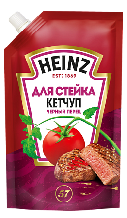 Кетчуп 350г Heinz для СТЕЙКА Черный перец пакет/16